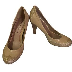 Pink & Pepper pink rose gold glitter heels size 7